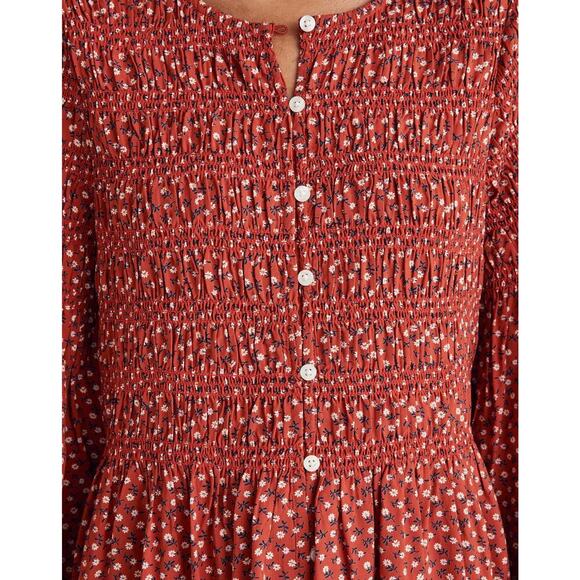 Madewell Challis Red Button-Front Mini Dress in Tiny Daisy Sz XS - Picture 5 of 11